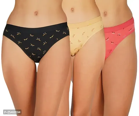 Arc de Shapes Women Cotton Blend Multicolor Pack of 3 Hipster Butter Fly Panty Multicolor-thumb0