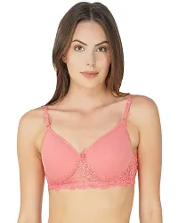 Arc de Shapes Cotton Full Coverage Lightly Padded Non-Wired Bralette Bra for Women Pack Grey-Coral  of 2-thumb2