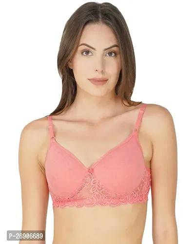 Arc de Shapes Cotton Full Coverage Lightly Padded Non-Wired Bralette Bra for Women Pack Grey-Coral  of 2-thumb3