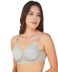 Arc de Shapes Cotton Full Coverage Lightly Padded Non-Wired Bralette Bra for Women Pack Grey-Coral  of 2-thumb3