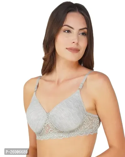 Arc de Shapes Cotton Full Coverage Lightly Padded Non-Wired Bralette Bra for Women Pack Grey-Coral  of 2-thumb4