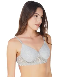 Arc de Shapes Cotton Full Coverage Lightly Padded Non-Wired Bralette Bra for Women Pack Grey-Coral  of 2-thumb4