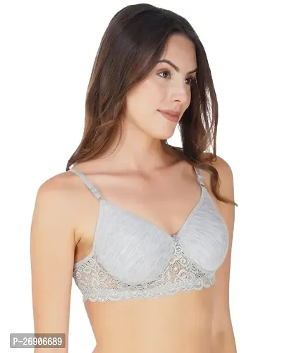 Arc de Shapes Cotton Full Coverage Lightly Padded Non-Wired Bralette Bra for Women Pack Grey-Coral  of 2-thumb5