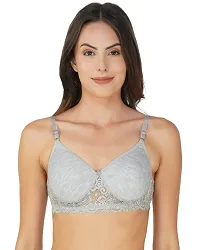 Arc de Shapes Cotton Full Coverage Lightly Padded Non-Wired Bralette Bra for Women Pack Grey-Coral-Golden  of 3-thumb1