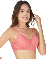 Arc de Shapes Cotton Full Coverage Lightly Padded Non-Wired Bralette Bra for Women Pack Grey-Coral-Golden  of 3-thumb2