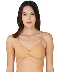 Arc de Shapes Cotton Full Coverage Lightly Padded Non-Wired Bralette Bra for Women Pack Golden-Coral  of 2-thumb1