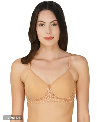 Arc de Shapes Cotton Full Coverage Lightly Padded Non-Wired Bralette Bra for Women Pack Golden-Coral  of 2-thumb2