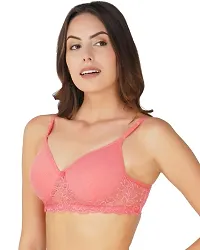 Arc de Shapes Cotton Full Coverage Lightly Padded Non-Wired Bralette Bra for Women Pack Golden-Coral  of 2-thumb3