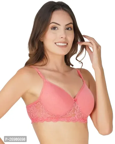 Arc de Shapes Cotton Full Coverage Lightly Padded Non-Wired Bralette Bra for Women Pack Golden-Coral  of 2-thumb5