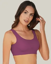 Arc de Shapes Women Cotton Full Coverage Lightly Padded Non-Wired Comfort Sports Bra for Women Pack of 2 Purple-Skin-thumb2