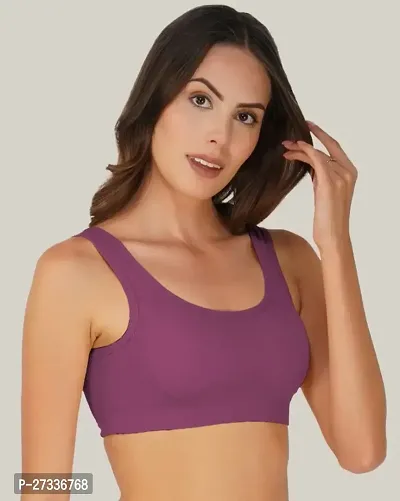 Arc de Shapes Women Cotton Full Coverage Lightly Padded Non-Wired Comfort Sports Bra for Women Pack of 2 Purple-Skin-thumb3