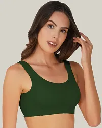 Arc de Shapes Nylon Sports Bra for Women-Green-thumb2