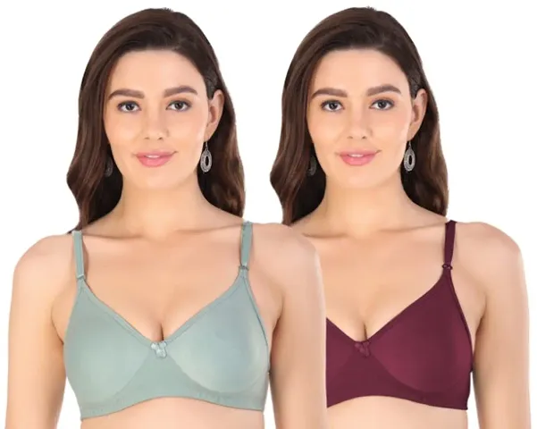 Classic Blend Solid Bras for Women, Pack of 2