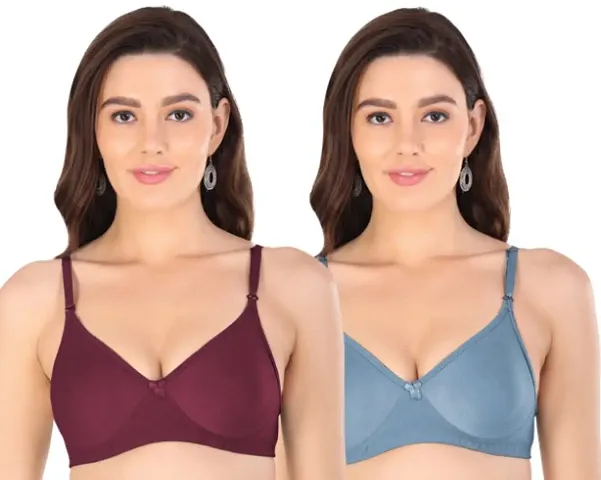 Classic Blend Solid Bras for Women, Pack of 2