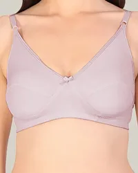 Women Cotton Lycra Non Padded Non-Wired Full Coverage Purple Color Everyday T-Shirt Bra-thumb4