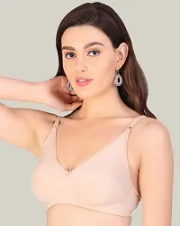 Women Cotton Lycra Non Padded Non-Wired Full Coverage Beige Color Everyday T-Shirt Bra-thumb4