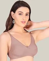 Women Cotton Lycra Non Padded Non-Wired Full Coverage Copper Color Everyday T-Shirt Bra-thumb4