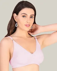 Women Cotton Lycra Non Padded Non-Wired Full Coverage Pink Color Everyday T-Shirt Bra-thumb3