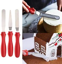 TADAKNATH  Stainless Steel Cake Palette Knife Icing Spatula Set Cake Knife Cream Icing Frosting Spatula Baking Kitchen Pastry Cake Decoration Tools (3 Pcs Set)-thumb1