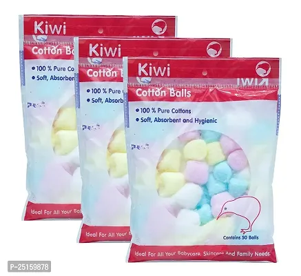 CONTAIN 50 COTTON MULTICOLOUR COTTON BALLS AREA NATURAL  HYGIENIC WAY TO REMOVE MAKE -UP pack of 3
