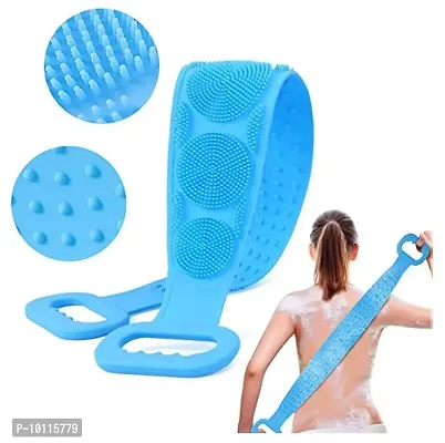 Silicone Bath Body Brush, Exfoliating Long Back Scrubber for Shower, Easy to Clean, Lathers Well, Bath Brush Soft, Silicone Massage Bathroom, Lengthen Strap Back Scrubber Body Cleaning Shower