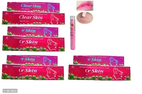 4 Clear Skin Lightening Clear Scars  No Marks Cream 15 gm+1 Straberry Pink magic lip balm(Pack of 5)-thumb0