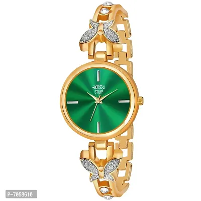 Swadesi Stuff Exclusive Luxury Butterfly Stainless Strap Analog Watch for Women and Girls (Gold)