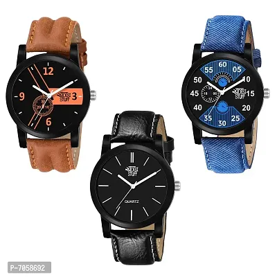 SWADESI STUFF Analogue Men's Watch (Pack of 3) (Multicolored Dial Multicolored Colored Strap)