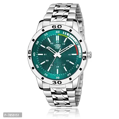 SWADESI STUFF Analogue Men's Watch (Green Dial Silver Colored Strap)