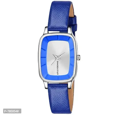 SWADESI STUFF Leather strap watch Analogue Girl's Watch(Silver Dial Blue Colored Strap)