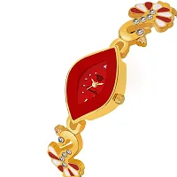 SWADESI STUFF Bangle Watch Collection Analogue Women's Watch(Red Dial Gold Colored Strap)-thumb1
