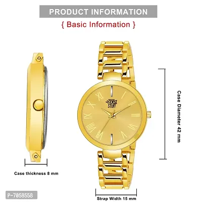 Swadesi Stuff Luxury Analogue Women's Watch (Gold Dial Gold Colored Strap)-thumb2