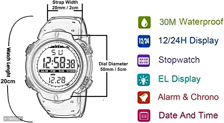 Swadesi Stuff Black Dial Digital Sport Kids Watch for Men  Boys (Black)-thumb4