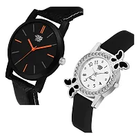 SWADESI STUFF Embellished  Studded Dial Analogue Black  White Dial Unisex Watch (Black  White Dial Black Colored Strap)-thumb1