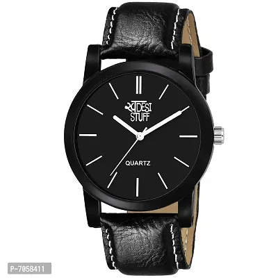 Swadesi Stuff Analogue Black Dial Leather Strap Watch for Men and Boy - LR 5