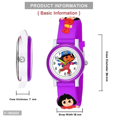 SWADESI STUFF White Dial Dora Love Watch Series Analogue Girl's Kids Watch (Purple)-thumb2