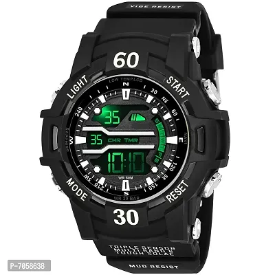 Swadesi Stuff Black Color Digital Multi Function 6 Multi Light Sport Watch for Men and Boys-thumb0