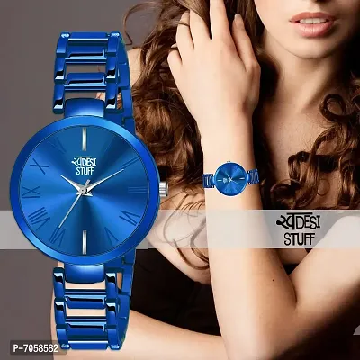 Swadesi Stuff Luxury Analogue Women's Watch (Blue Dial Blue Colored Strap)-thumb5