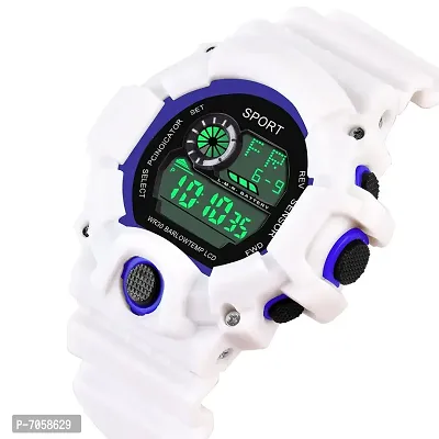 Swadesi Stuff White Dial Blue Ring Multi Function 7 Multi Light Digital Sport Watch for Men and Boys-thumb3