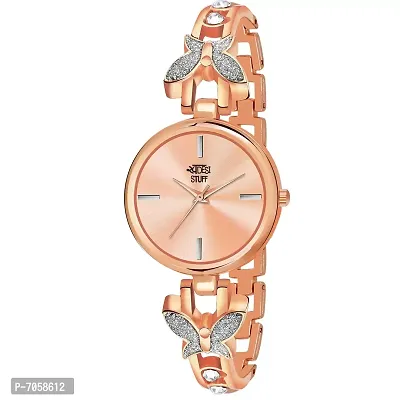 Swadesi Stuff Exclusive Luxury Butterfly Stainless Strap Analog Watch for Women and Girls (Rose Gold)