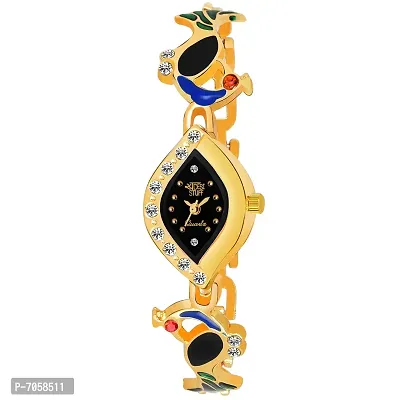 SWADESI STUFF Bangle Watch Collection Analogue Women's Watch(Black Dial Gold Colored Strap)-thumb0