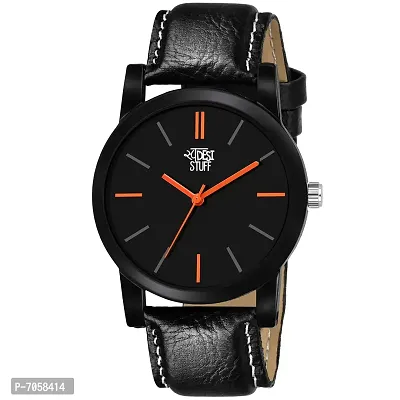 Swadesi Stuff Analogue Black Dial Leather Strap Watch for Men and Boy - SDS 21