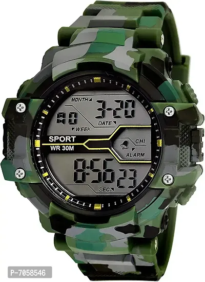 SWADESI STUFF Digital Boy's Watch (Multicolored Dial, Green Colored Strap)-thumb0