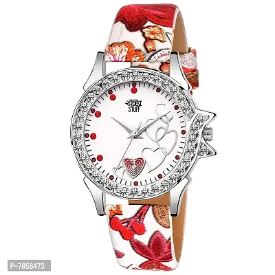 SWADESI STUFF Diamond Leather Strap Watch Series Analogue Women's Watch(White Dial Multicolor Colored Strap)-SDS 213