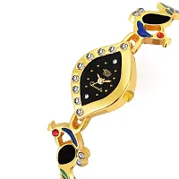 SWADESI STUFF Bangle Watch Collection Analogue Women's Watch(Black Dial Gold Colored Strap)-thumb1