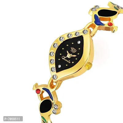 SWADESI STUFF Bangle Watch Collection Analogue Women's Watch(Black Dial Gold Colored Strap)-thumb2