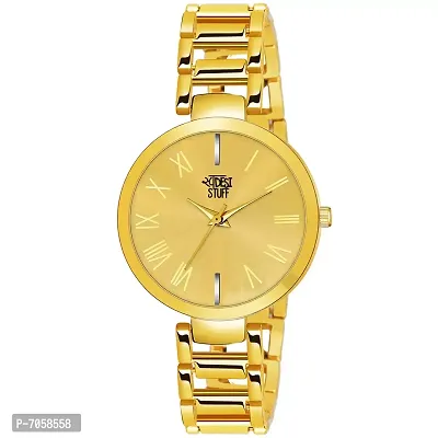 Swadesi Stuff Luxury Analogue Women's Watch (Gold Dial Gold Colored Strap)-thumb0