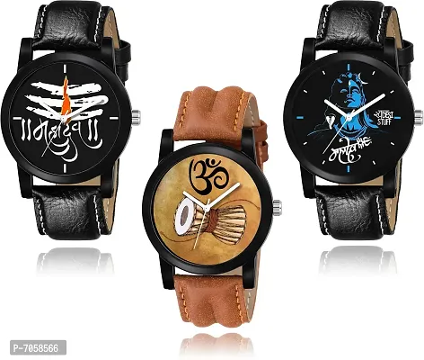 SWADESI STUFF Men Leather Watch Series Analogue Men's Watch(Multi-Colour Dial Multicolor Colored Strap)-SDS 34-39-41