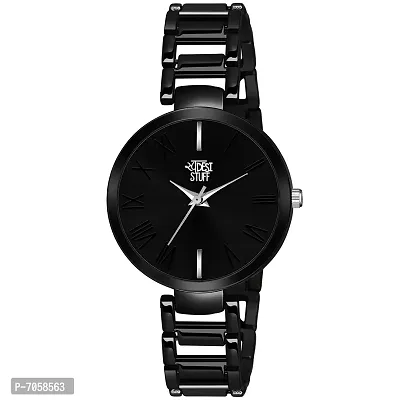 Swadesi Stuff Luxury Analogue Women's Watch (Black Dial Black Colored Strap)-thumb0