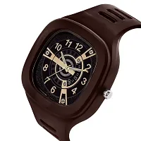 Swadesi Stuff Square Multi Dial 7 Day Stylish Desinger Silicon Strap Analog Watch - for Boys (Brown)-thumb1